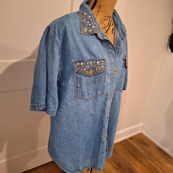 Vintage Denim Bedazzled Button Down - Picture 4 of 9